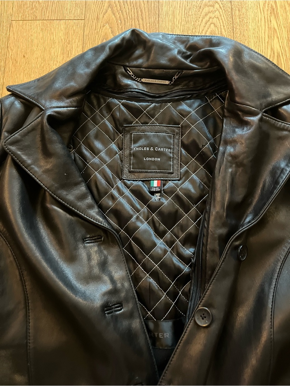 Knoles & Carter Italian Lambskin Leather Jacket Women’s XL Quilted Liner Coat